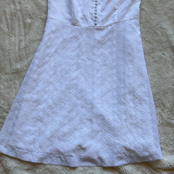 Kensie White Sleeveless Eyelet Dress Fit and Flare Button Front Summer Sundress - Picture 3 of 5